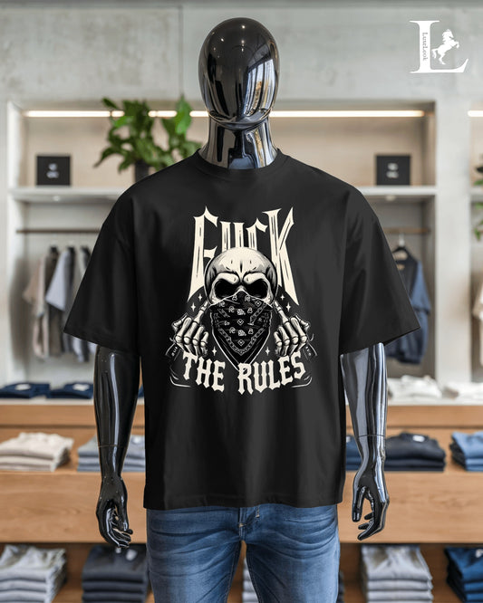 "F*ck the Rules" Oversized T-Shirt – Black